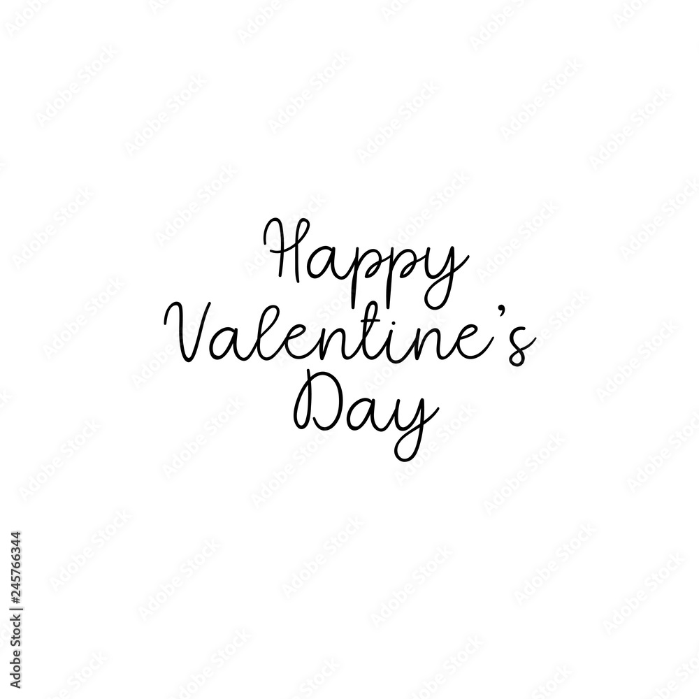 Happy Valentines Day. Typography poster. Handwritten calligraphy text. Greeting card isolated on white background.