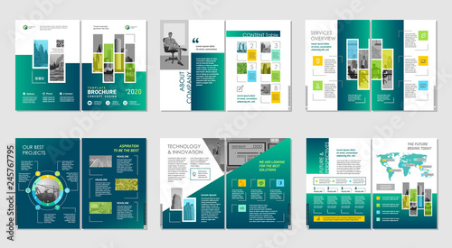 Brochure creative design. Multipurpose template, include cover, back and inside pages. Trendy minimalist flat geometric design. Vertical a4 format.