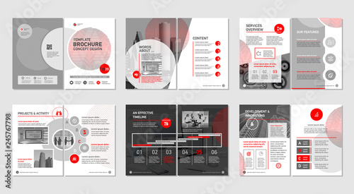 Brochure creative design. Multipurpose template, include cover, back and inside pages. Trendy minimalist flat geometric design. Vertical a4 format.