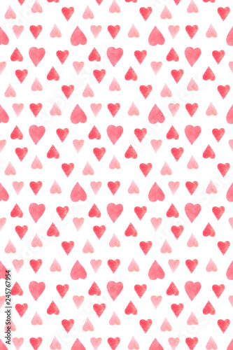 Saint Valentines day card cover with hearts. Watercolor hand drawn illustration, love card design