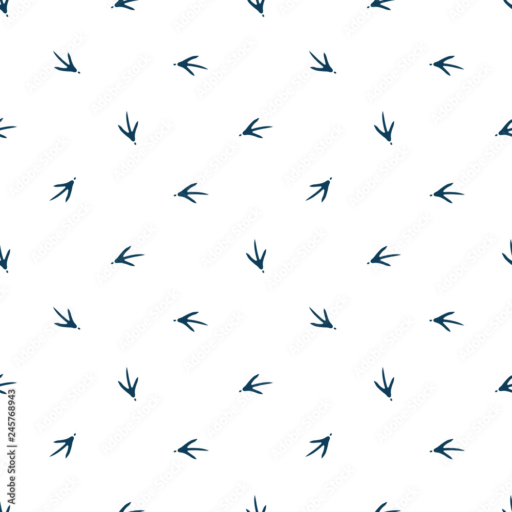 Fototapeta premium Chicken footprint seamless pattern for the fabric, wallpaper, banner. Rooster stamp