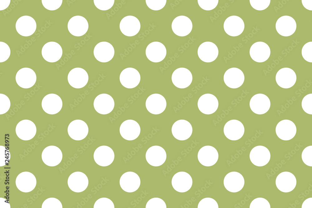 texture in large white polka dots, green retro vector background.
