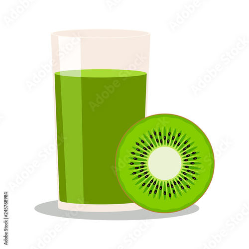 kiwi juice, vector illustration on white background.