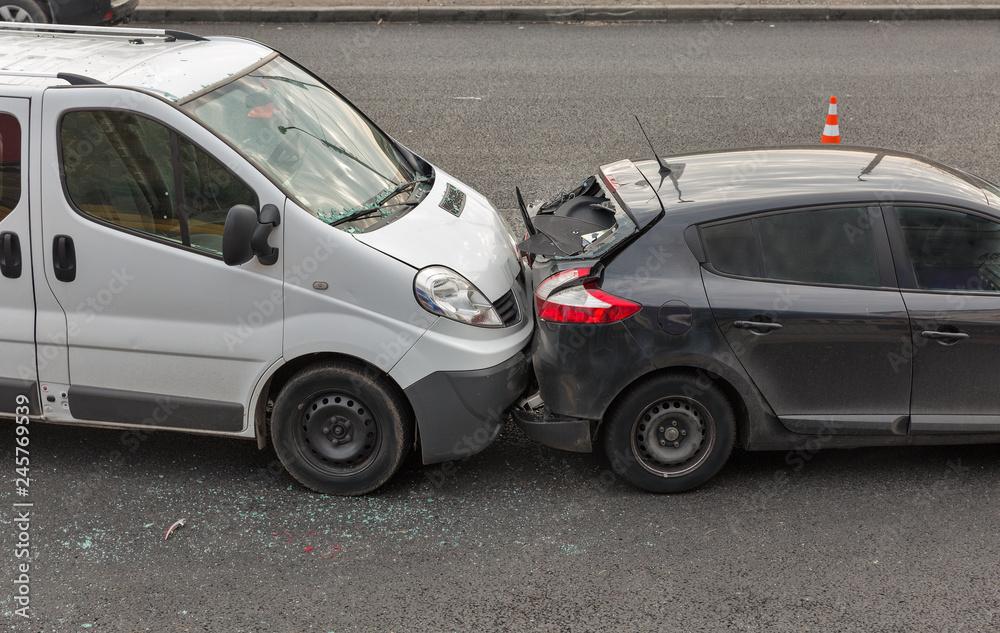 Auto accident involving two cars