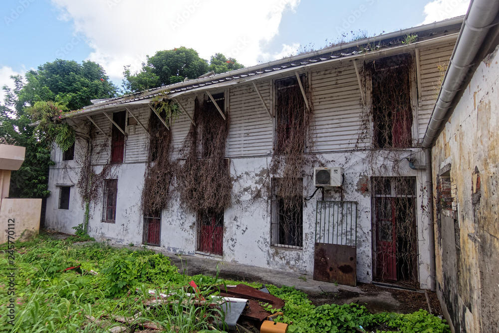 Ruined abandoned house in Fort-de-France, Martinique FWI Ruined abandoned house in Fort-de-France, Martinique FWI