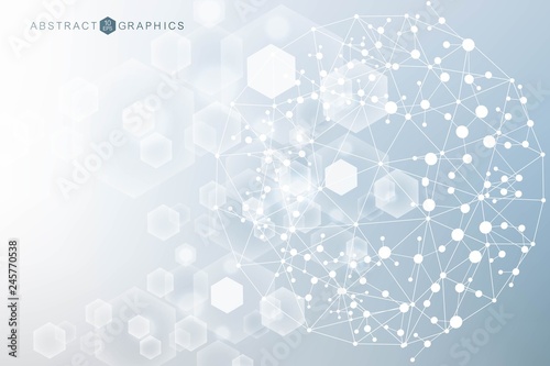 Big Data Visualization Background. Modern futuristic virtual abstract background. Science network pattern, connecting lines and dots. Global network connection vector.