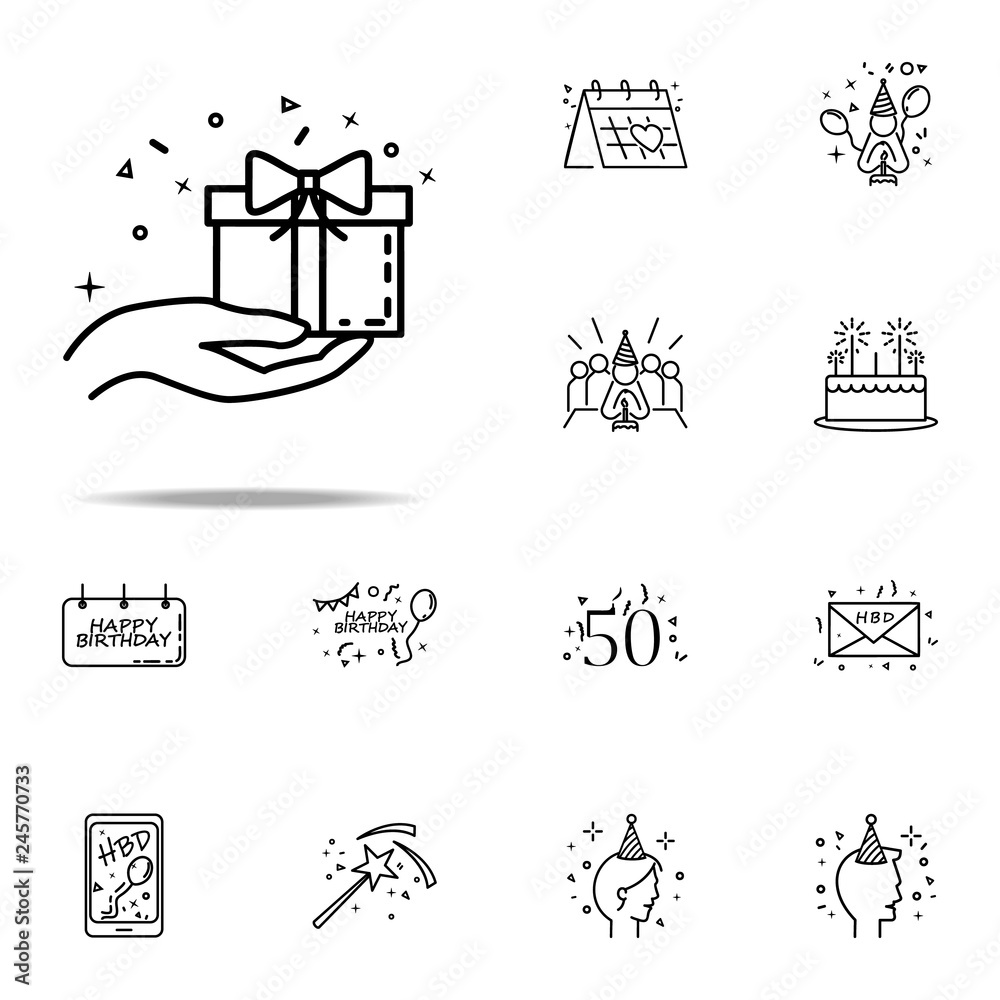 givegift dusk style icon. Birthday icons universal set for web and mobile