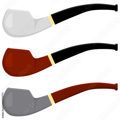 Illustration on theme big colored set different types smoke pipes