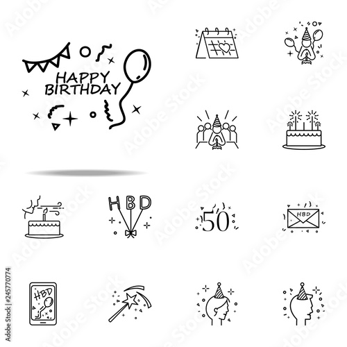 Happy Birthday dusk style icon. Birthday icons universal set for web and mobile