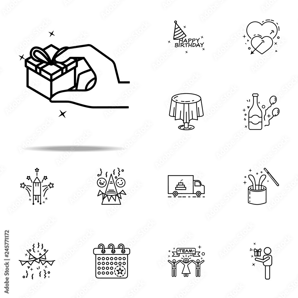 Fototapeta premium give gift dusk style icon. Birthday icons universal set for web and mobile