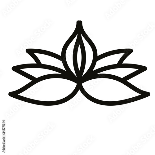 Lotus flower, doodle floral element for design isolated on white background. Vector illustration. 