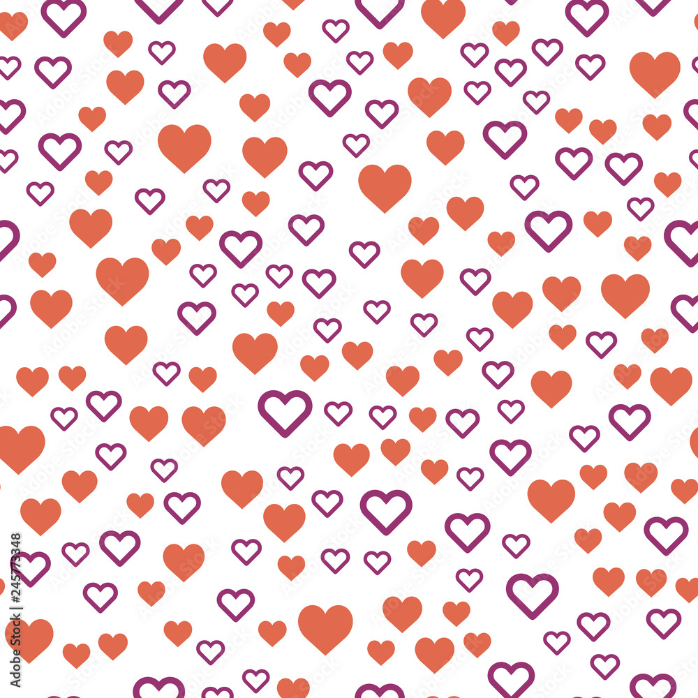 Hearts for Valentine's Day. Romantic feeling and love. Seamless vector EPS 10. Abstract geometric pattern. Multicolor Figures. Texture for print and Banner. Flat style Hearts for Valentine's Day. Romantic feeling and love. Seamless vector EPS 10. Abstract geometric pattern. Multicolor Figures. Texture for print and Banner. Flat style