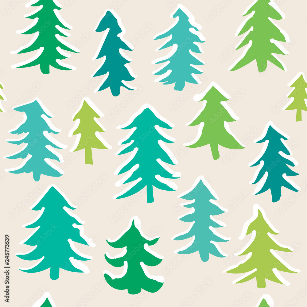 Spruce forest seamless pattern. Cute background. Vector illustration.  