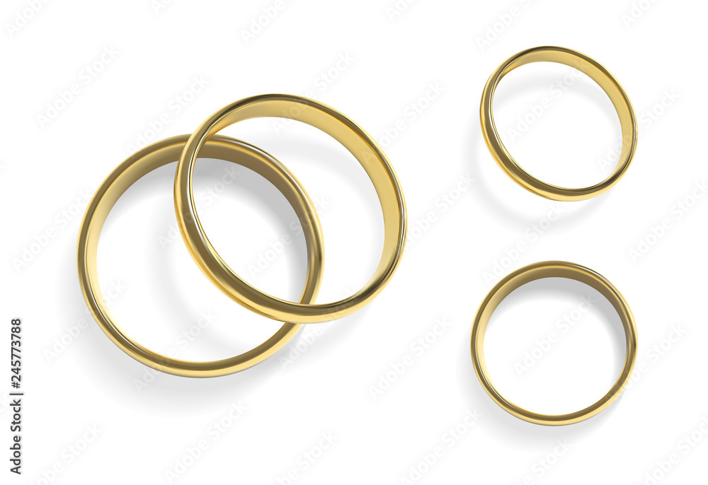 Realistic golden wedding rings. Isolated vector illustration. Realistic golden wedding rings. Isolated vector illustration.