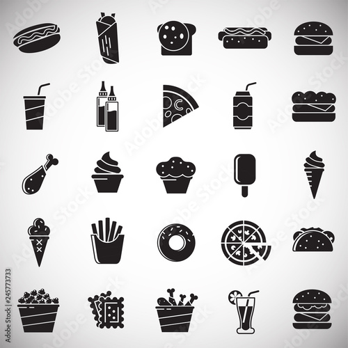 Fasfood icons set on white background for graphic and web design, Modern simple vector sign. Internet concept. Trendy symbol for website design web button or mobile app