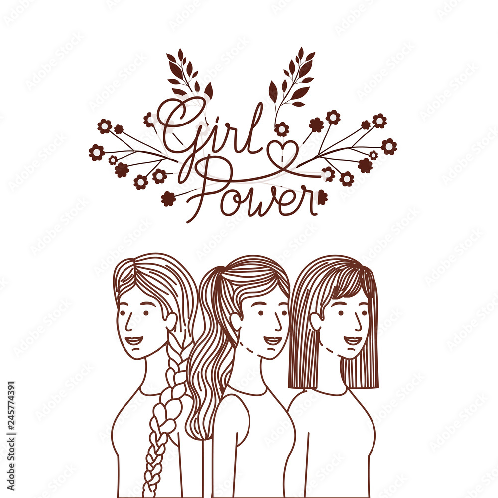 women with label girl power avatar character