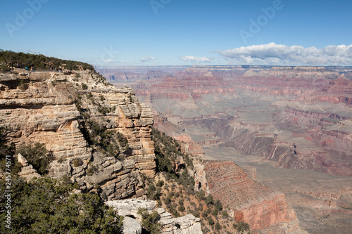 Mather Point is located near the Grand Canyon Visitor Center and convenient parking lots. It is the busiest and most crowded of the Grand Canyon South Rim lookout points. 