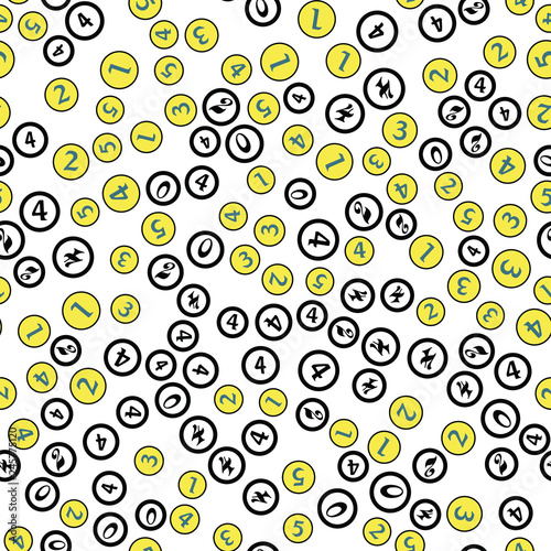 Rounds and numbers  education  school concept. Seamless vector EPS 10 pattern. Flat style