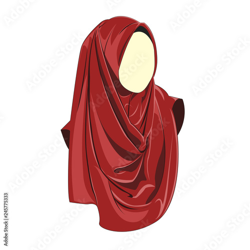 Red hijab muslimah vector