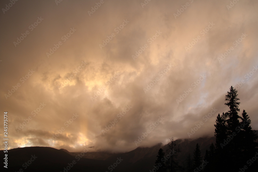 Sunset Fire In The Sky, Jasper National Park, Alberta Sunset Fire In The Sky, Jasper National Park, Alberta