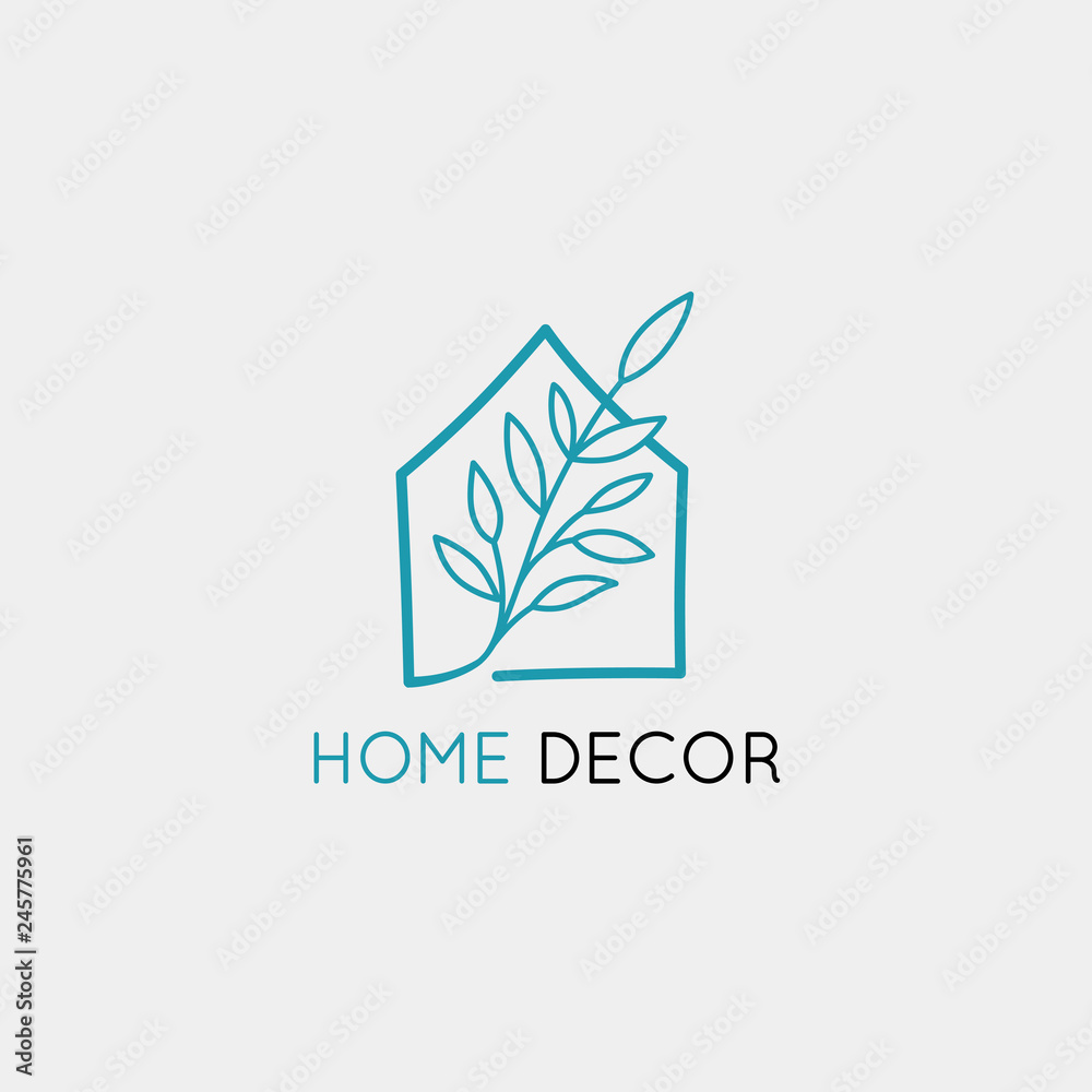 Vector logo design template in simple linear style - home decor store Vector logo design template in simple linear style - home decor store