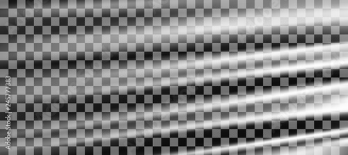 Realistic stretched white plastic warp. Wrinkled polyethylene background. Vector transparent cellophane.