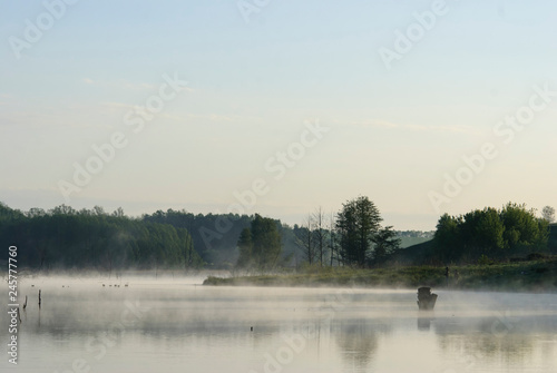 Morning s fog over the lake