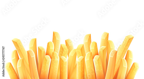 French fries. Roasted potato chips in deep fat fry oil potatoes.