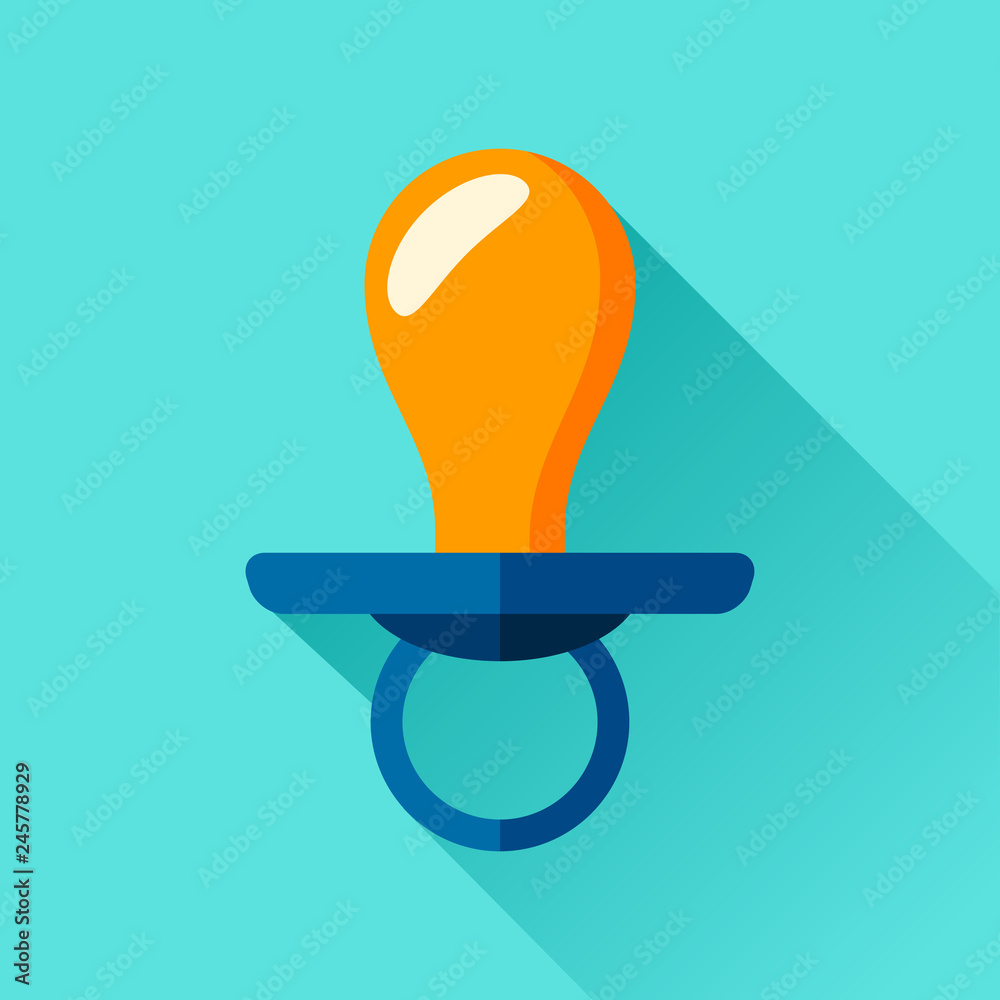 Nipple icon in flat style. Children soother on color background. Vector design object for you business project Nipple icon in flat style. Children soother on color background. Vector design object for you business project