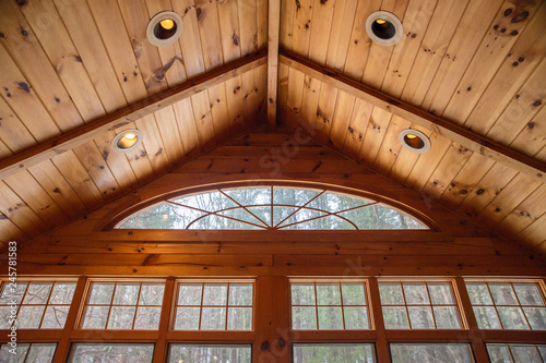 Принти на полотні Interior windows inside a beautiful wood cabin