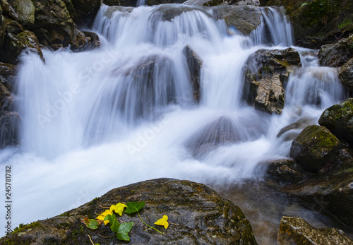 Waterfall in autumn  Aitzondo waterfall in the natural park of Aiako Harriak  Basque Country