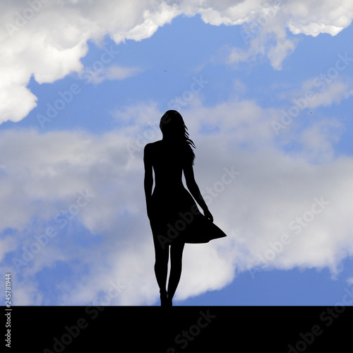 Suicidal attempt, girl standing on the edge of a roof