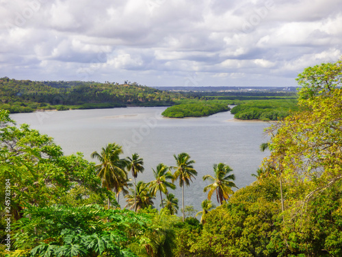 A view of the Atlantic Forest and the Atlantic Ocean from Vila Velha - Ilha de Itamaraca, Brazil