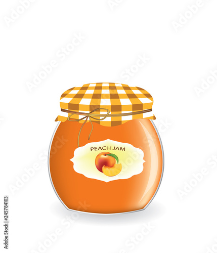 Peach jam jar. vector illustration