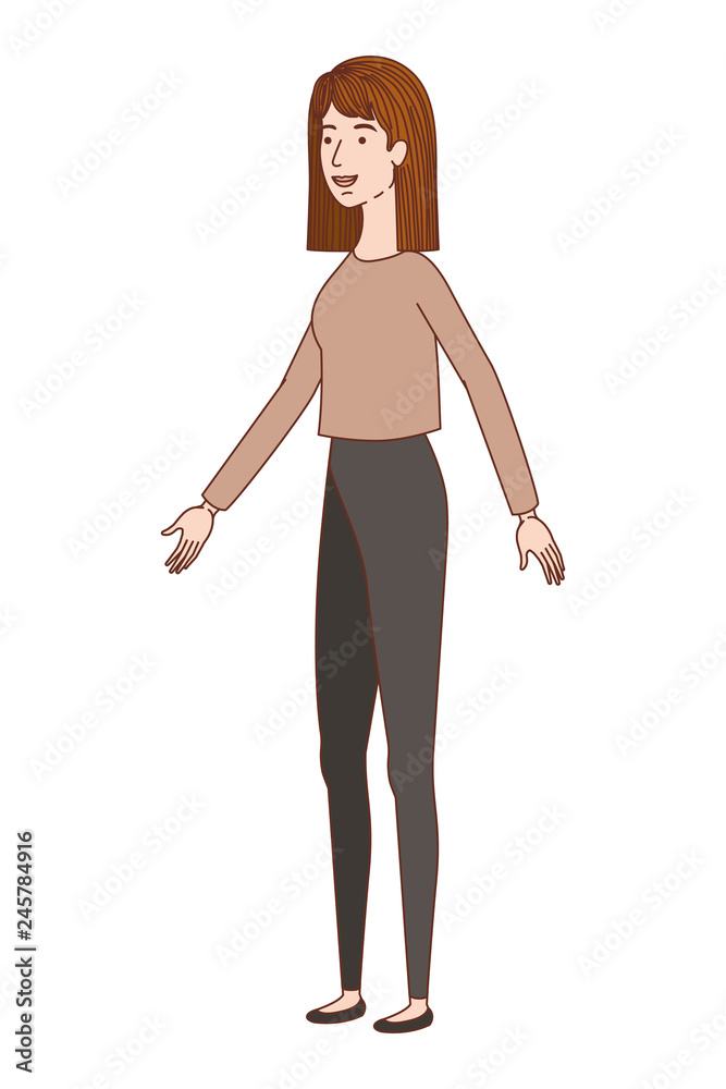 young woman standing avatar character