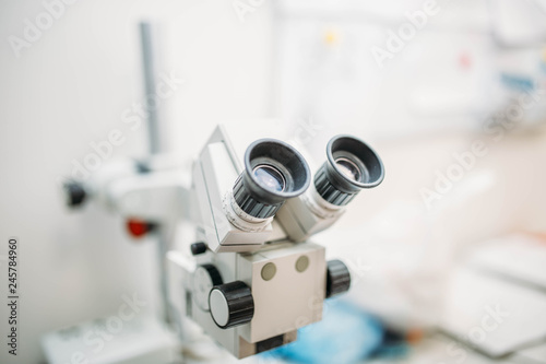  Professional medical microscope in a research center.
