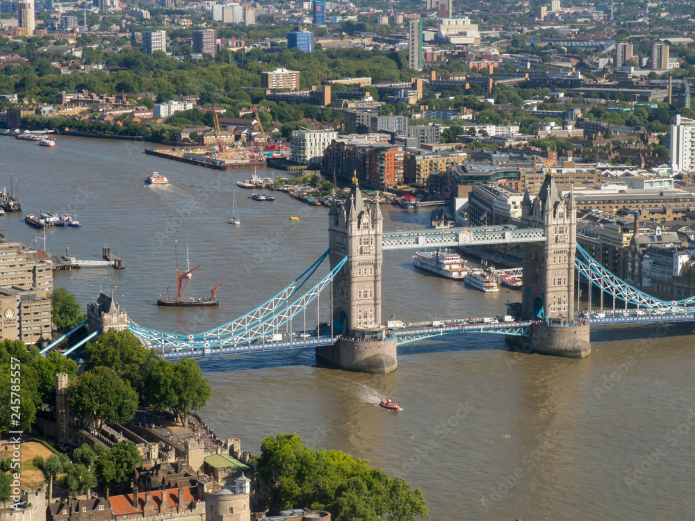 Europe, UK, England, London, Tower Bridge cruise ship