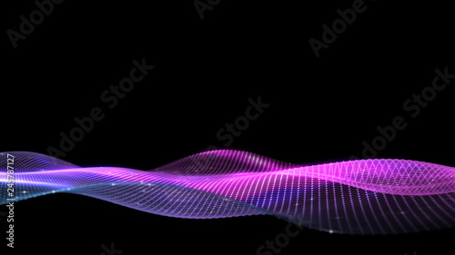 3d abstract digital technology background. Futuristic sci-fi user interface concept with gradient dots and lines. Big data, artificial intelligence, music hud. Blockchain and cryptocurrency