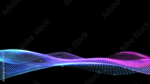 3d abstract digital technology background. Futuristic sci-fi user interface concept with gradient dots and lines. Big data, artificial intelligence, music hud. Blockchain and cryptocurrency