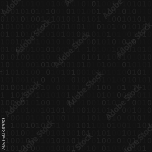 Abstract seamless pattern of small digits one and zero in black colors
