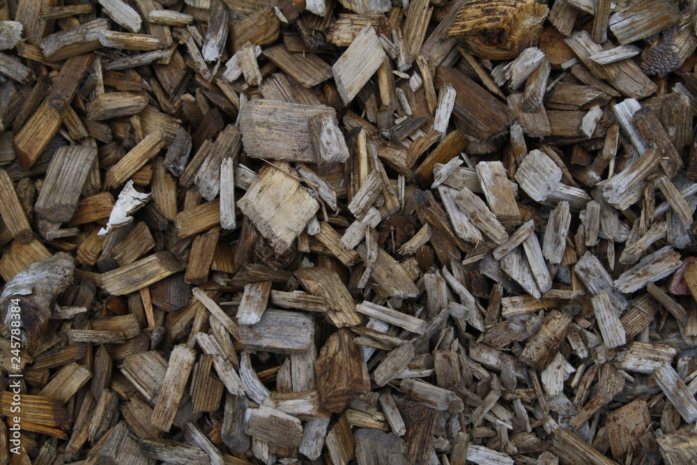 Piles of wood chips at Lapland Finland