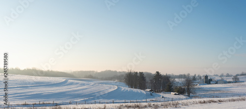 Panoramic country background farmland in Appalachia in snow © jackienix
