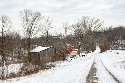 Snowy rural landscape in Appalachia