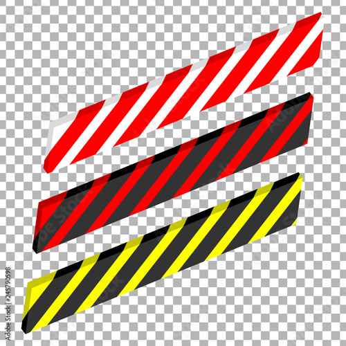 Forbidding vector ribbons in isometric view. Red-white, Red-black, Yellow-black, isolate