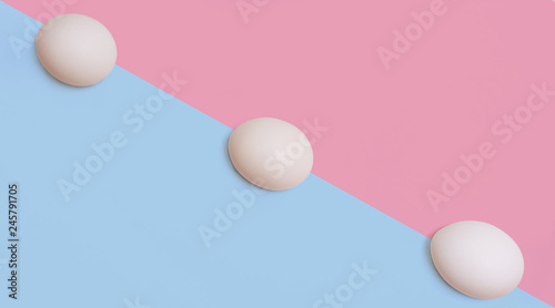eggs laid out in a row diagonally on an isolated background Easter holiday concept