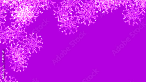 Abstract background with a variety of colorful snowflakes. Big and small.