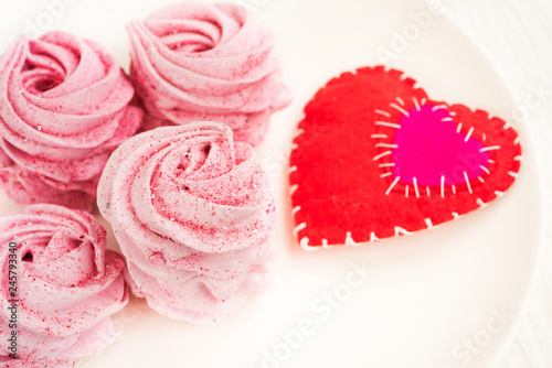 Pink fruit marshmallow for Valentine Day as background