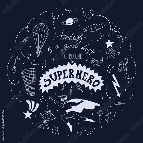 Doodle style illustration. Hand drawing. Spring mood. Human and nature . Vector objects set.