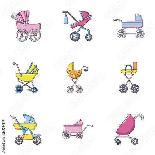 Sidecar icons set. Flat set of 9 sidecar vector icons for web isolated on white background