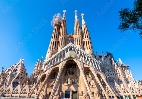 Facade of Sagrada Familia Cathedral, Barcelona, Spain